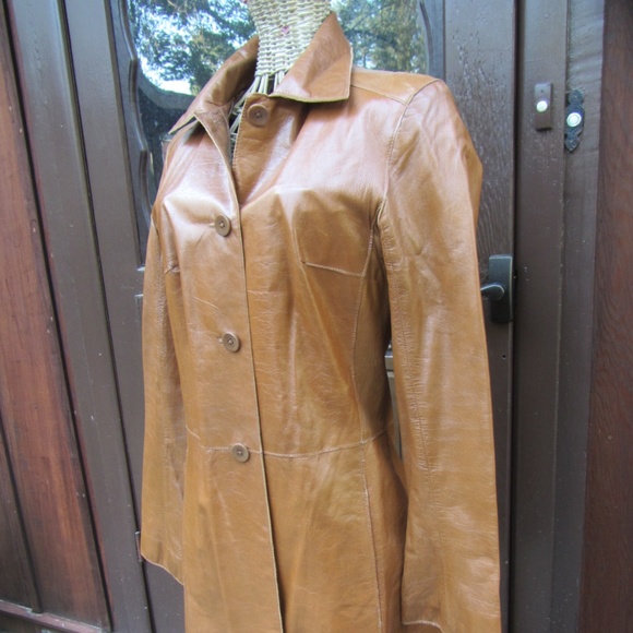 JOHN CARLISLE Jackets & Blazers - JOHN CARLISLE TAN LEATHER 3/4 LENGTH JACKET XS